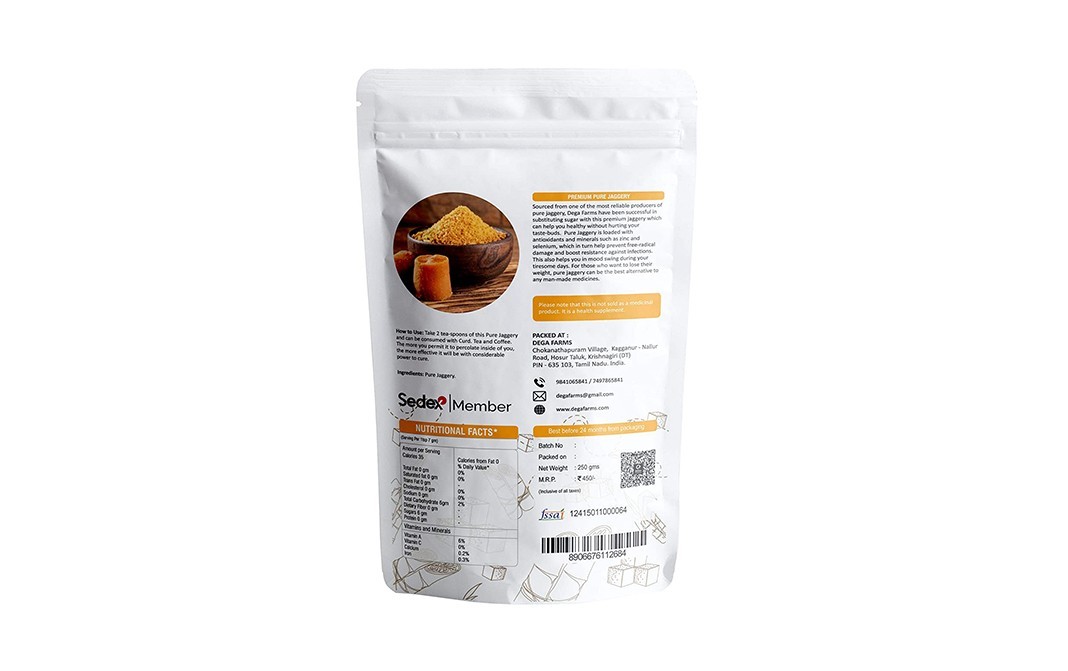 Dega Farms Pure Jaggery Premium    Pack  250 grams
